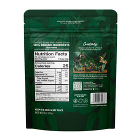 Product label on U Chocolate Organic Cacao Powder highlights USDA Organic and allergen-free facility.