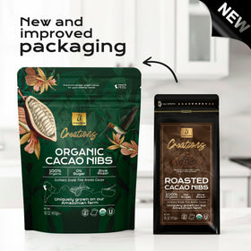 U Chocolate unsweetened cacao nibs with deep cocoa flavor for smoothies and granola.