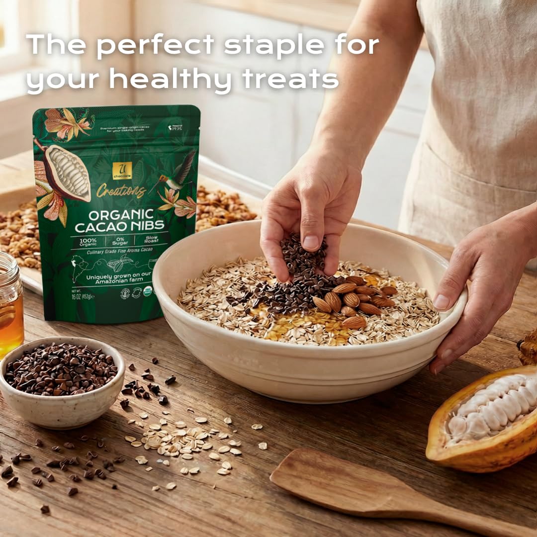 U Chocolate vegan, keto-friendly cacao nibs for guilt-free crunch.