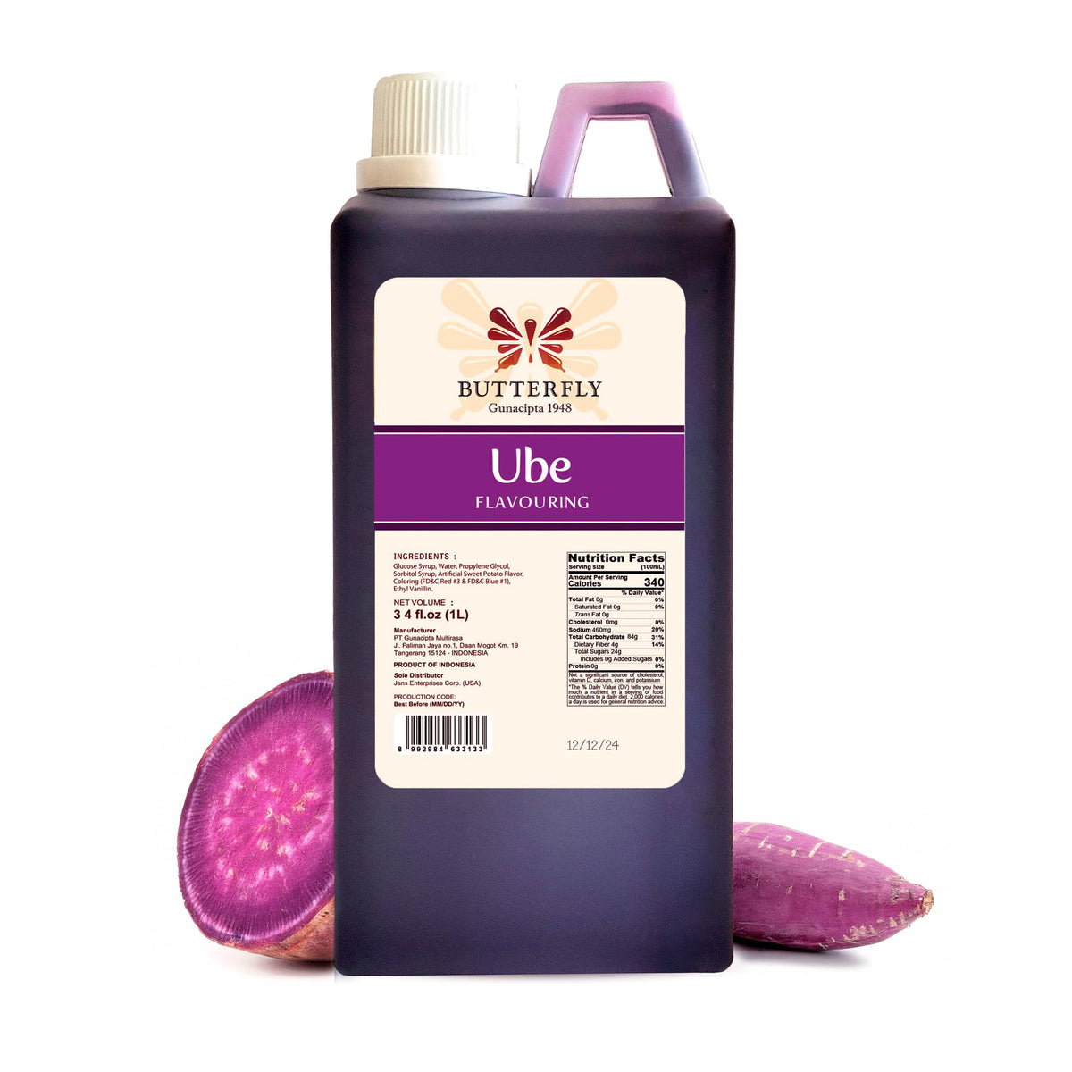 Ube Butterfly flavoring extract bottle front for vibrant baked goods.
