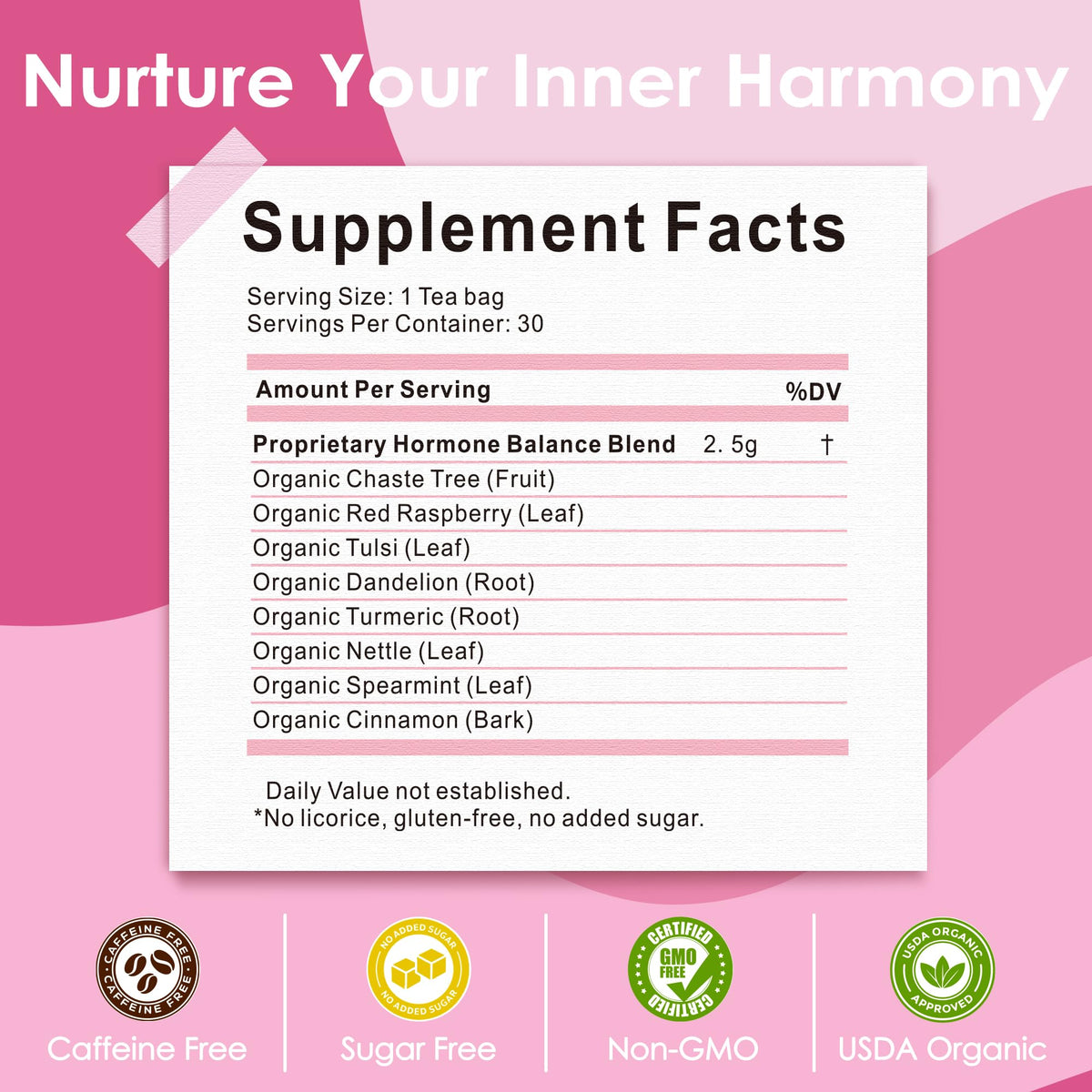 UBEEKOO herbal blend with red raspberry leaf and tulsi for balance.