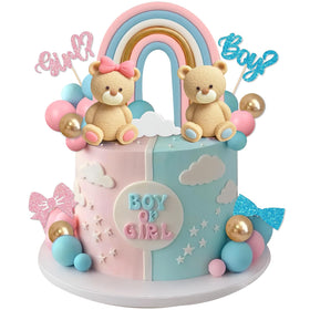 UFROMSKY bear cake topper set for gender reveal celebrations