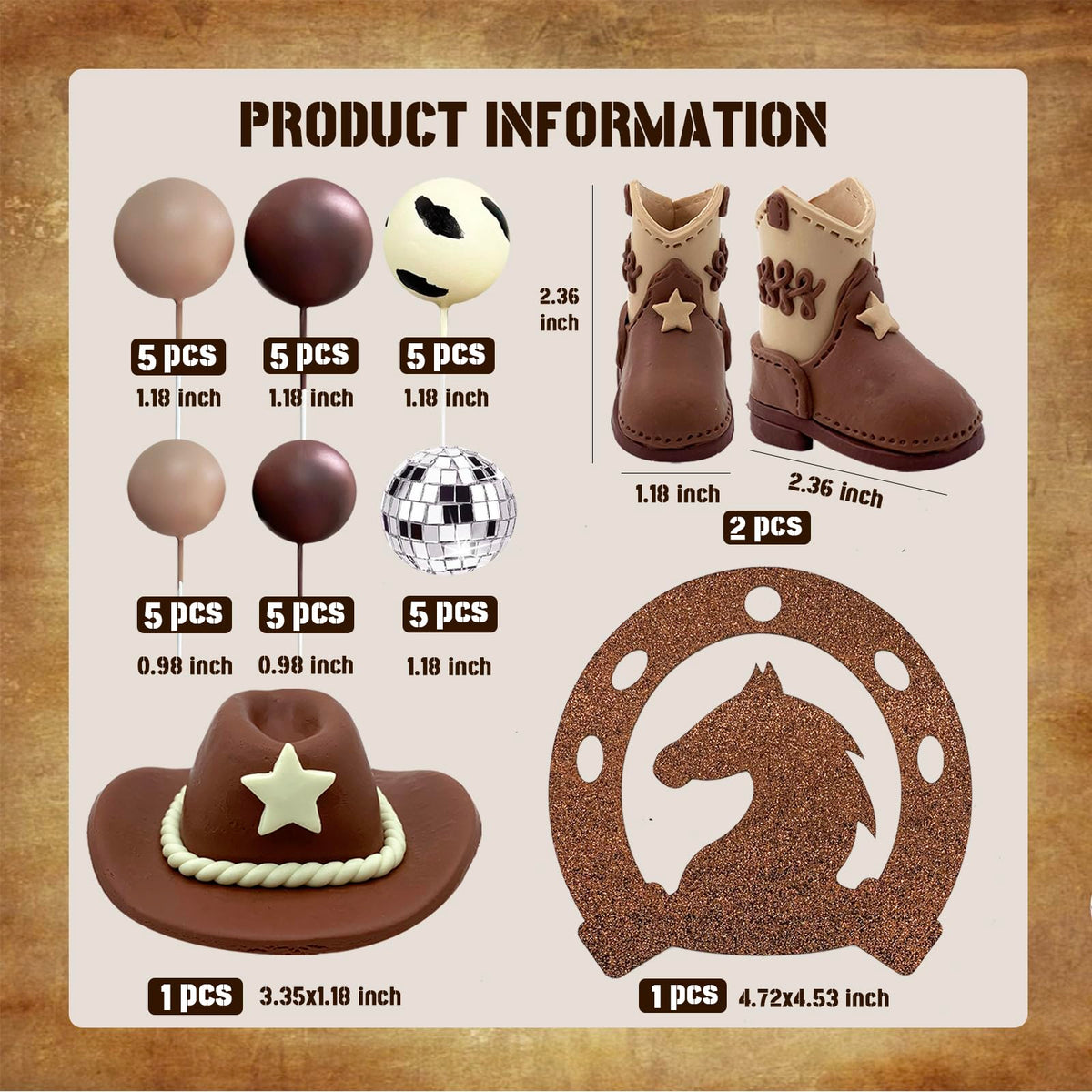 UFROMSKY cowboy boot topper adds western detail to desserts.