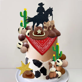 UFROMSKY cow-pattern balls enhancing western cake decor