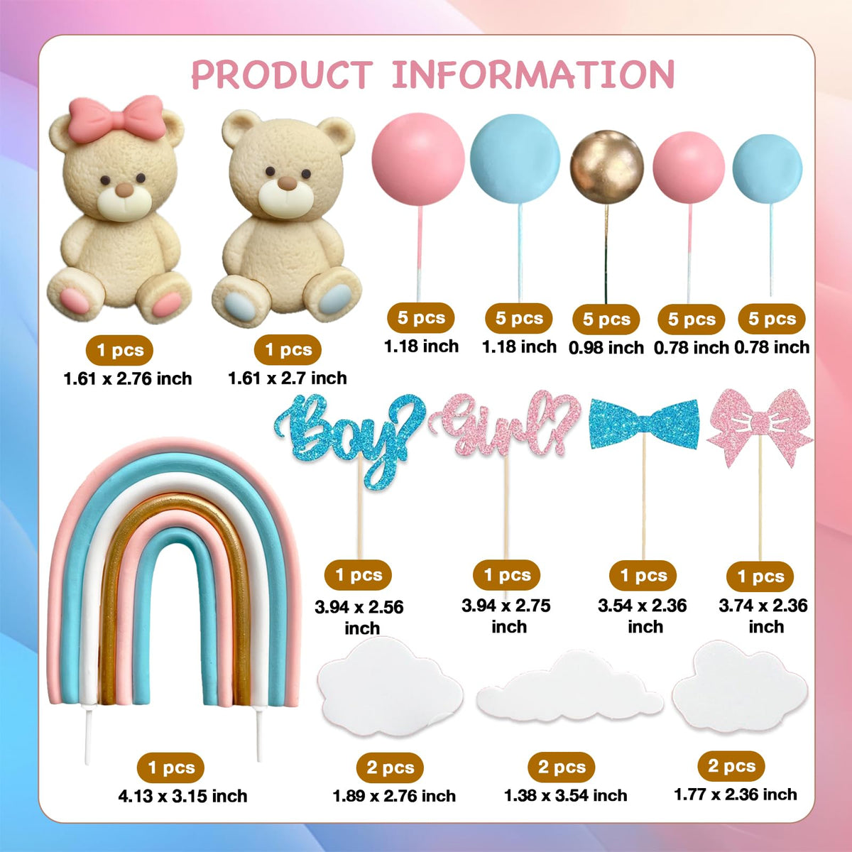 UFROMSKY rainbow cake topper with soft clay brightens party desserts