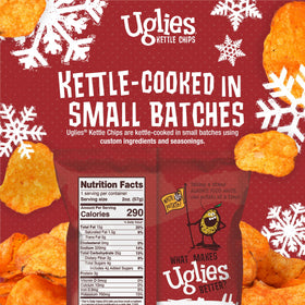 UGLIES kettle-chips-crunch close-up highlights satisfying office or school snack.