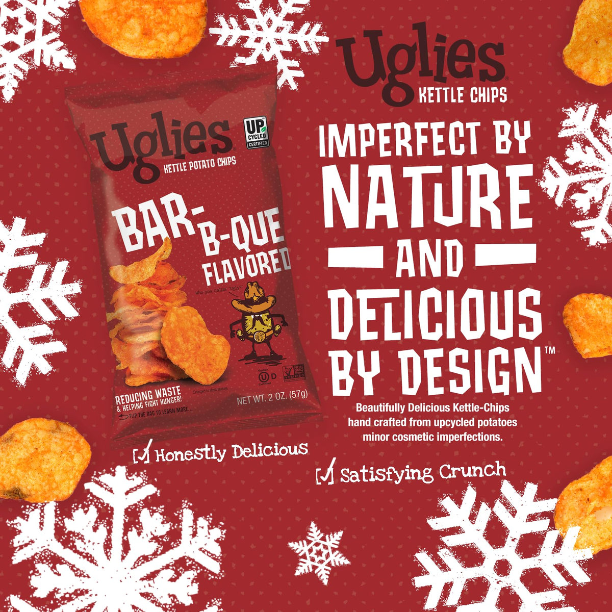 UGLIES pack-12-snack-bags emphasize gluten-free, kosher-friendly on-the-go choice.