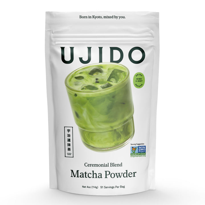 Ujido Path of Zen ceremonial matcha 4oz packaging shows premium quality and emerald powder
