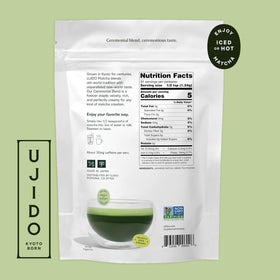 Ujido Path of Zen matcha powder close-up reveals fine texture and vibrant green color