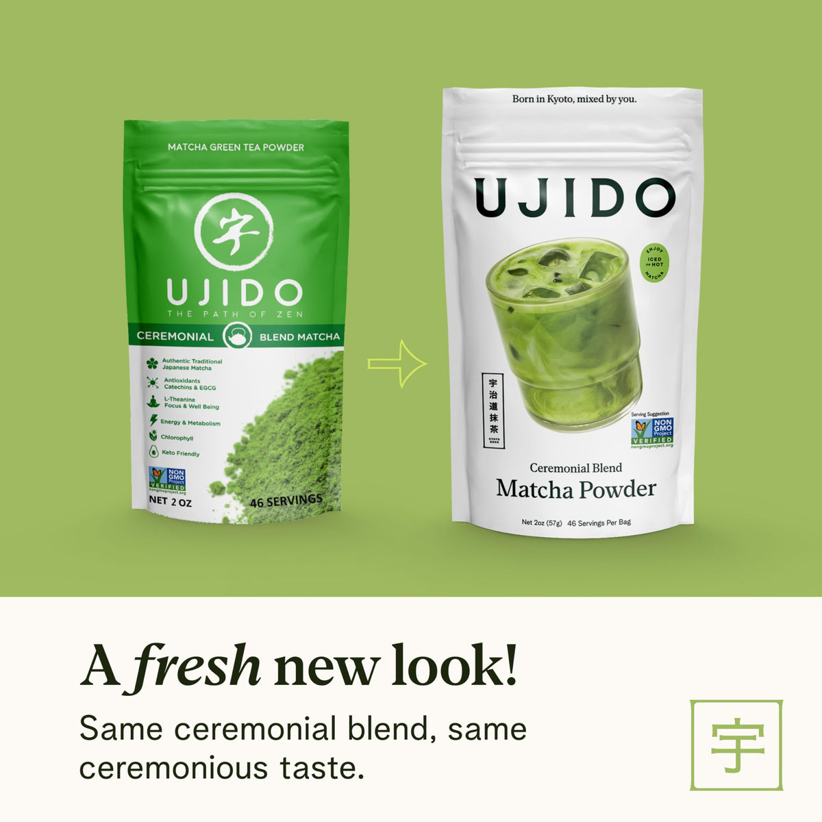 Ujido The Path of Zen matcha powder closeup reveals vibrant green texture for recipes