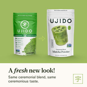 Ujido The Path of Zen matcha powder closeup reveals vibrant green texture for recipes