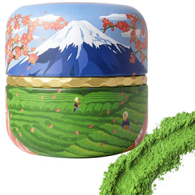 UJITYA ceremonial-grade matcha tin ready for a traditional tea ceremony
