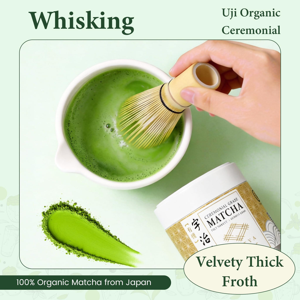 UJITYA matcha whisk foaming for smooth ceremonial tea or latte