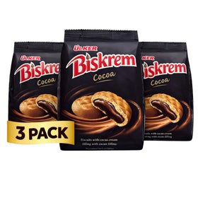 ÜLKER Ulker Biskrem cocoa cream pack 3 shown for sharing and freshness.