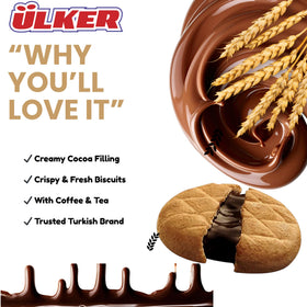 ÜLKER Ulker Biskrem cocoa cream with tea or coffee pairing.