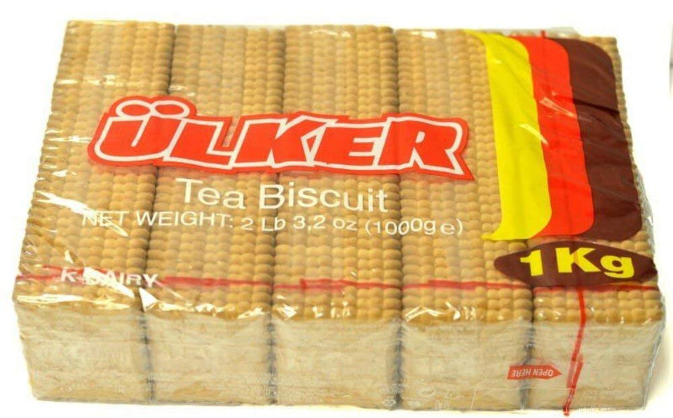 ULKER Tea Biscuits 1kg bulk pack for tea-time dipping and quick dessert prep.