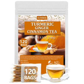 ULTHMOK turmeric-ginger-cinnamon tea bags in a box, caffeine-free ritual