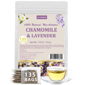 ULTHMOK 135 Premium Chamomile Lavender tea bags packaging highlighting calming presentation