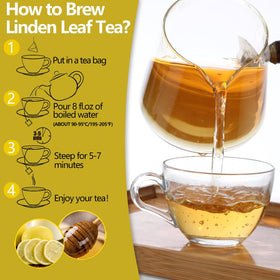 ULTHMOK brewed linden tea cup with steam suggesting caffeine-free relaxation.