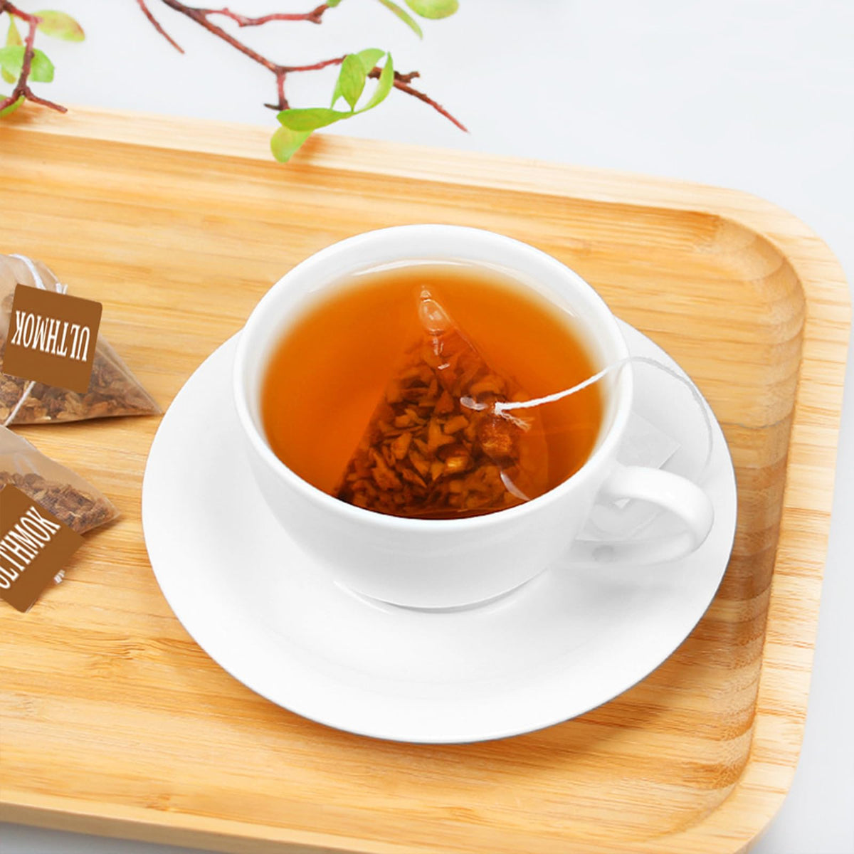 ULTHMOK burdock tea brewed in cup highlights mellow flavor and aroma.