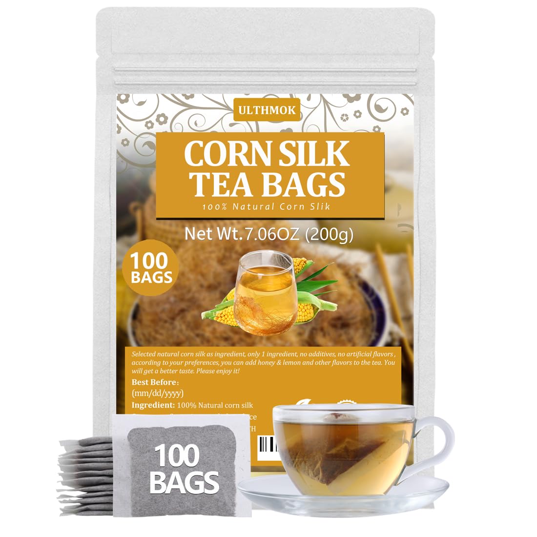 ULTHMOK corn silk tea bags aroma for a soothing, caffeine-free cup