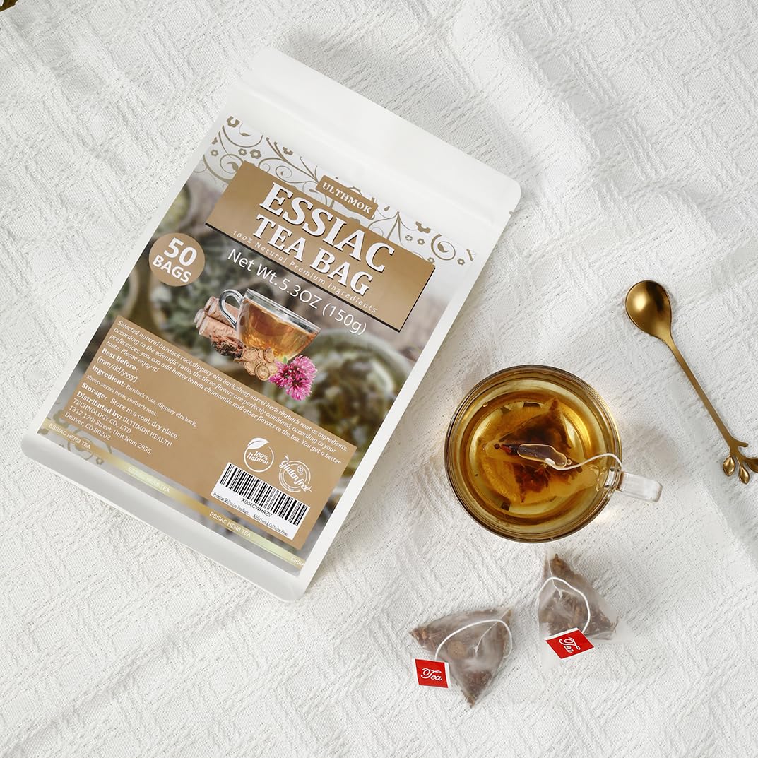 ULTHMOK Essiac tea brewed cup inviting a soothing sip.