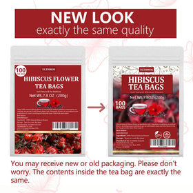 ULTHMOK Hibiscus Tea Bags closeup flowers, vibrant petals and fresh aroma.