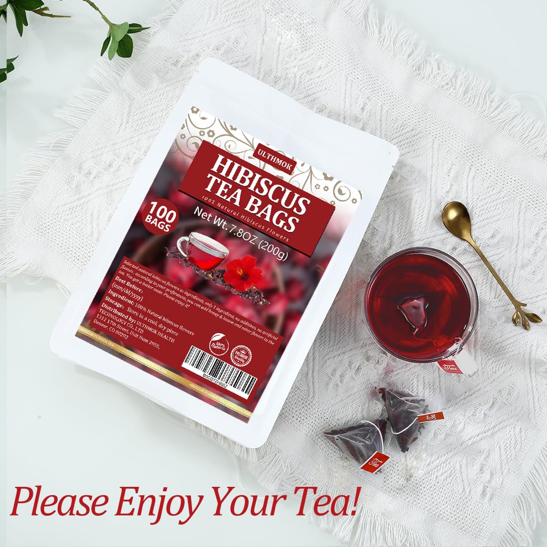 ULTHMOK Hibiscus tea bags nutrition potential, flavorful notes in every cup.