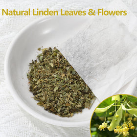 ULTHMOK 100% natural linden leaves and flowers close-up emphasizing additive-free quality.