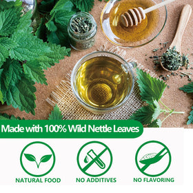 ULTHMOK nettle tea bags brewing in cup with mild aroma and texture