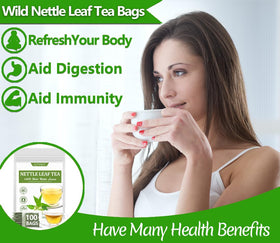 ULTHMOK nettle tea bags steeping scene conveying a calming tea ritual