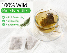 ULTHMOK pine needle tea brew in cup shows gentle aroma.
