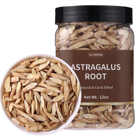 ULTHMOK astragalus tea slices in jar close-up preserving aroma