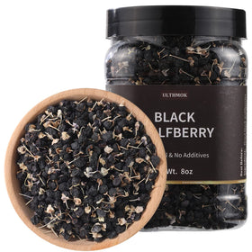ULTHMOK premium black goji tea jar shows whole berries for rich aroma.