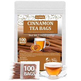ULTHMOK premium Ceylon cinnamon tea bags pack shows pure flavor and caffeine-free enjoyment.