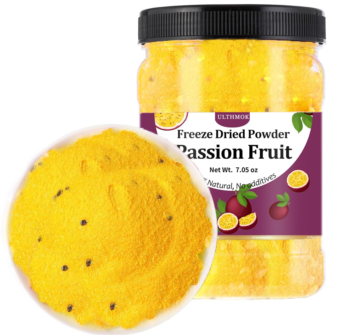 ULTHMOK premium freeze-dried passion fruit powder in a 250g jar for smoothies.