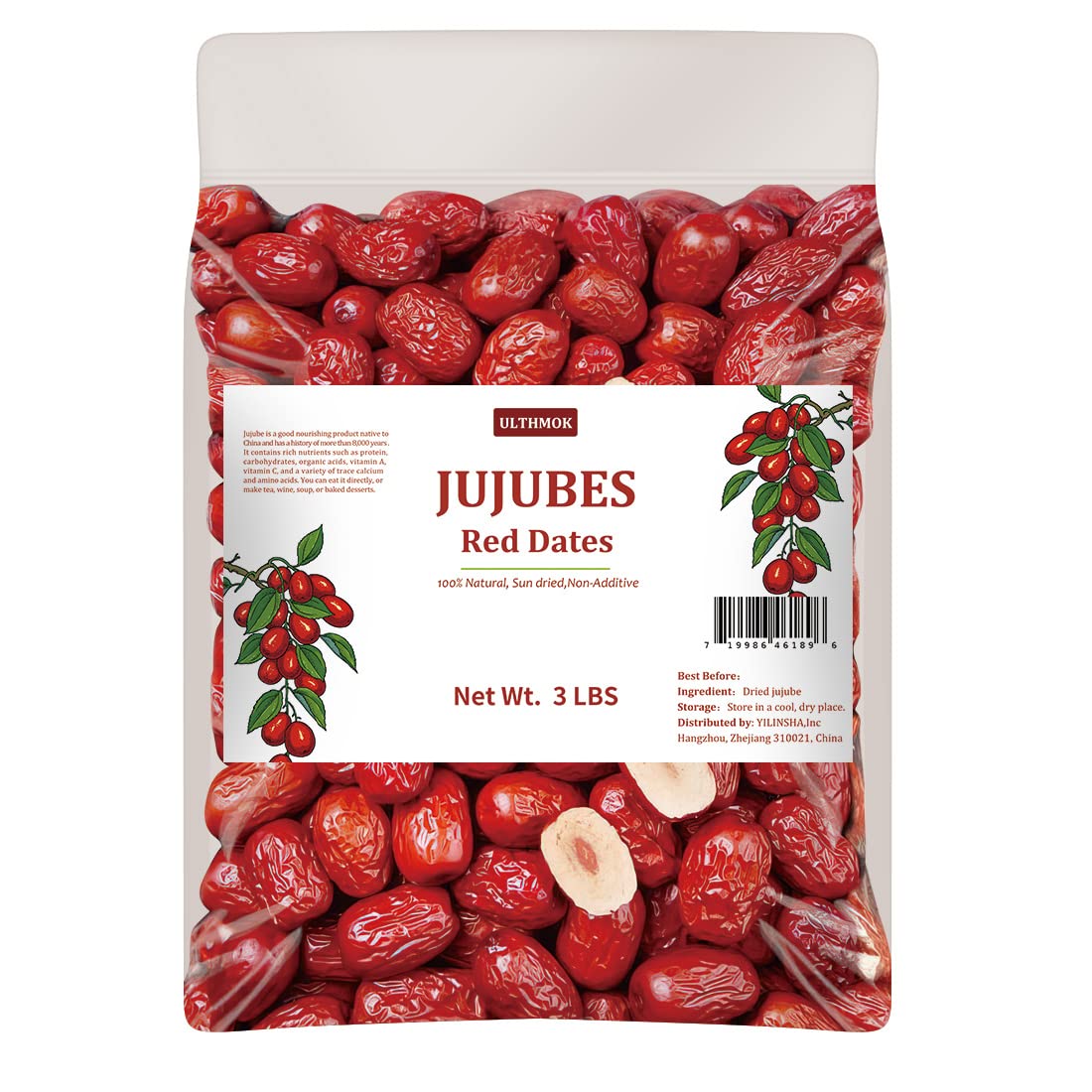 ULTHMOK premium jujube red dates 3lb pack ready for a healthy snack