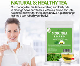 ULTHMOK Premium Moringa Tea packaging front highlighting purity and value.