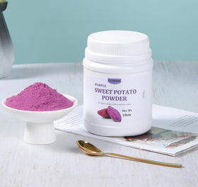 ULTHMOK powder being poured from a jar, handy for quick kitchen mixing.
