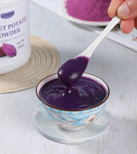 ULTHMOK purple potato powder stored in airtight container to retain freshness.