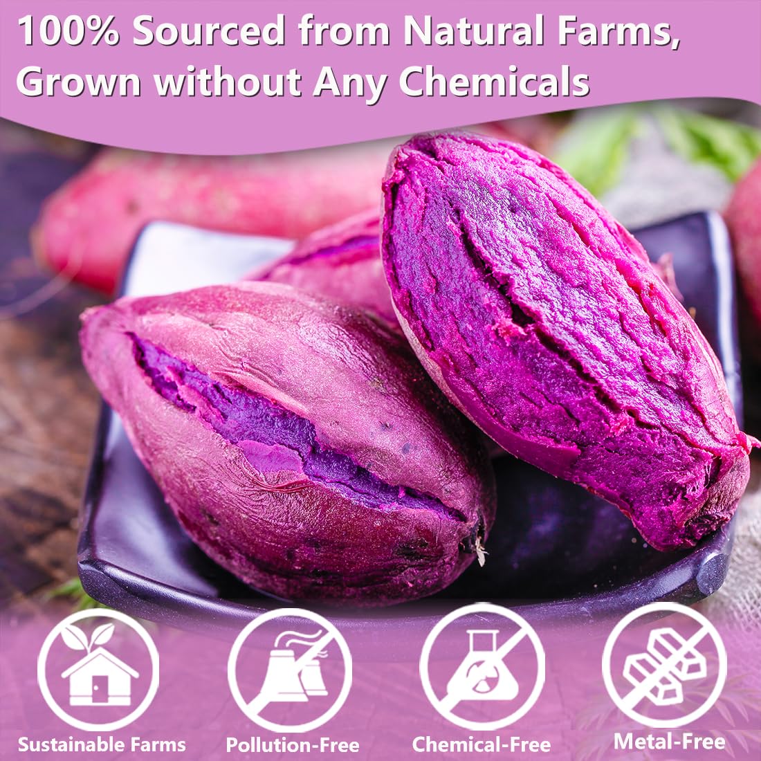 ULTHMOK purple potato powder close-up shows powder texture and rich hue.