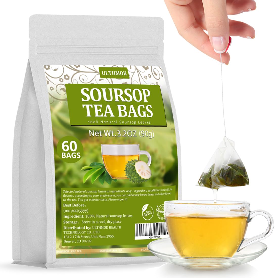 ULTHMOK Premium Soursop Tea Bags box for convenient caffeine free sipping