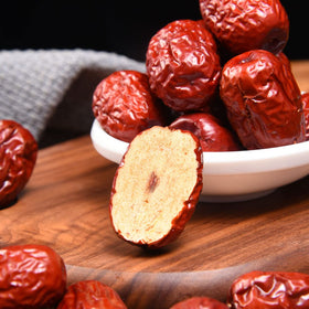 ULTHMOK red dates in a bowl ideal for snacking or tea pairings