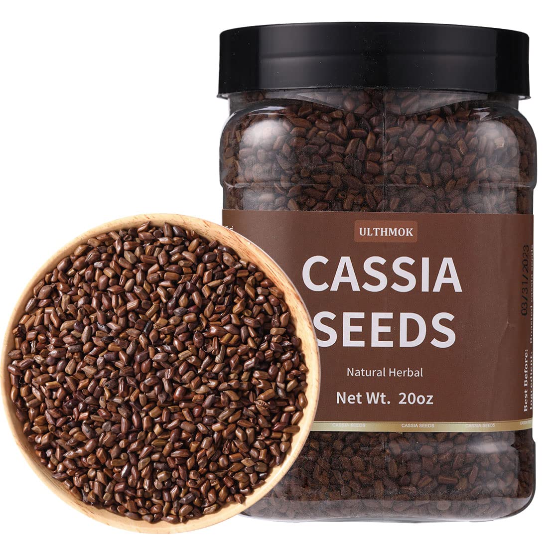ULTHMOK top-grade cassia seed tea jar-20oz ready for daily brewing.