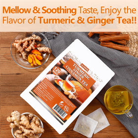 ULTHMOK turmeric-ginger-cinnamon tea bags close view of ingredients