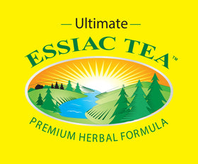 Ultimate Essiac Tea label highlighting the eight-herb formula.
