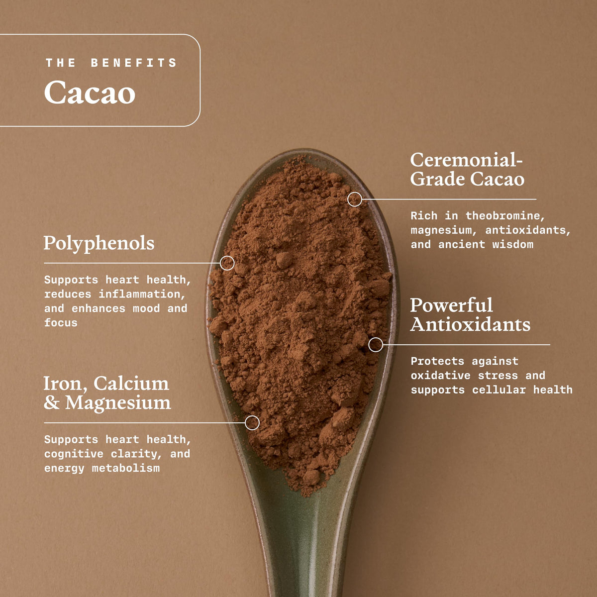 Ultra Life Sport ceremonial cacao powder in a bowl ready for a warm drink.