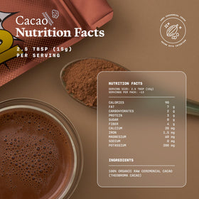 Ultra Life Sport ceremonial cacao powder scoop for measured servings and easy mixing.