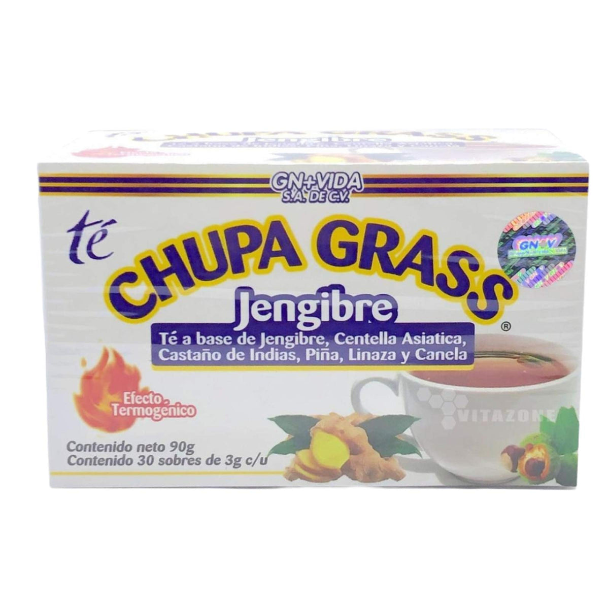 Close-up of Chupa Grasa tea bags with ginger hint and flavor