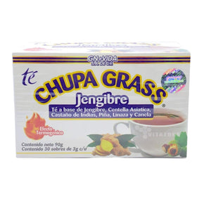 Close-up of Chupa Grasa tea bags with ginger hint and flavor
